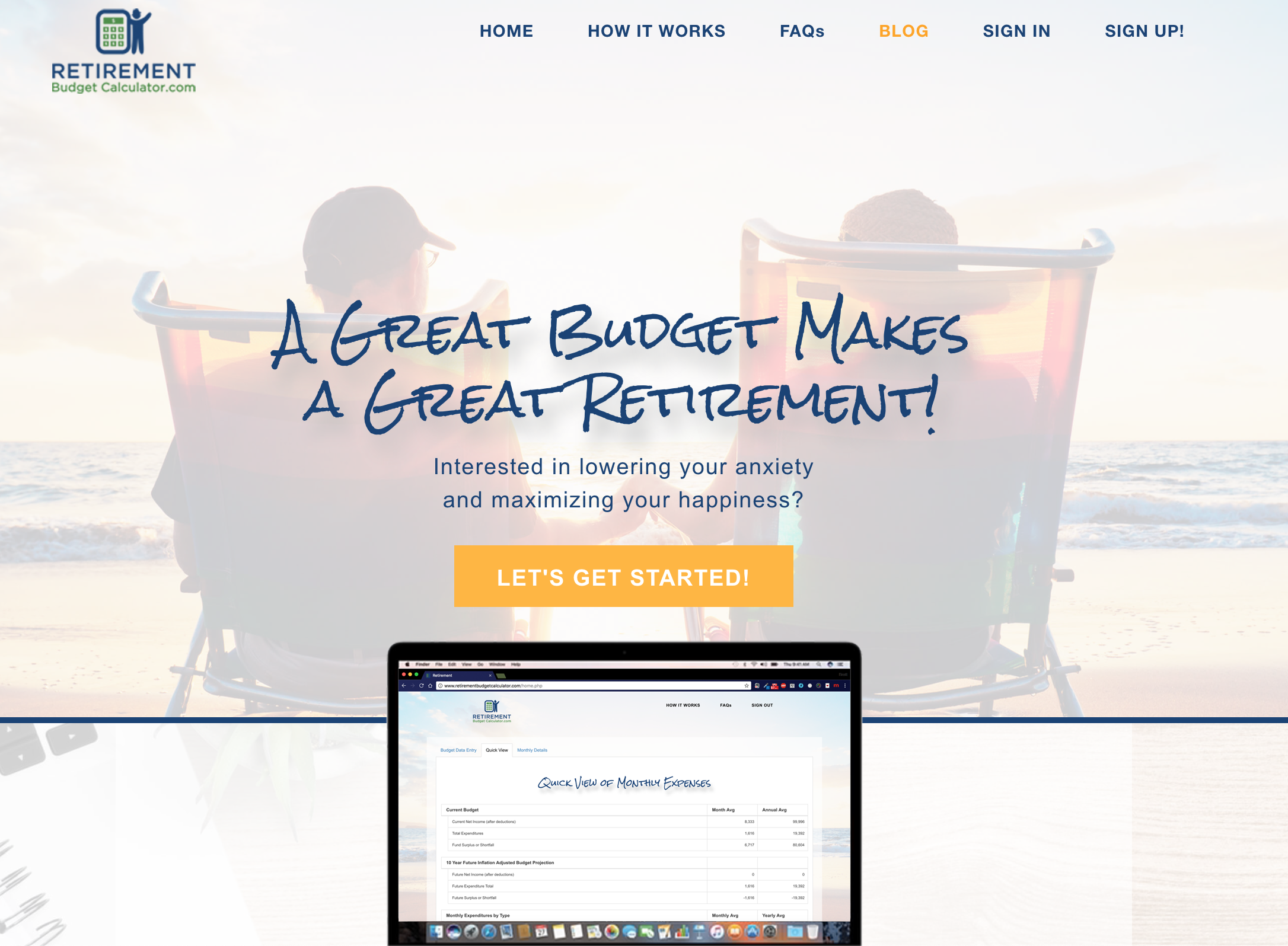 Retirement Budget Calculator full-stack web development project